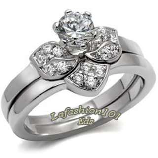 Beautiful 0.52ct Stainless Steel Womens Wedding/Engagement Ring Set 