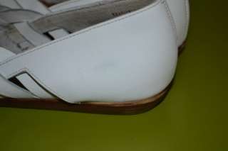 Vintage 9 WEST Hippie Boho White Woven Leather New PeepToe Flats Shoes 