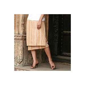  NOVICA Cotton wraparound skirt, Golden Forest