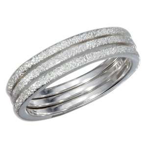   Three Piece 1.5mm Stardust Stacking Bands Ring Set (size 08) Jewelry