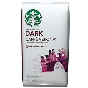  Starbucks Dark Decaf Verona Ground Coffee 12 Ounce Bag 