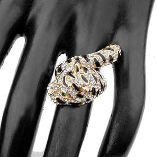 Fashion Ring,Czech Rhinestone Gold tone Tiger Size5.5 8  