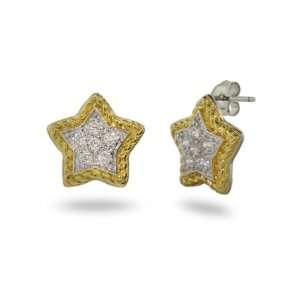  Gold Cable CZ Star Earrings   Clearance Final Sale Eves 