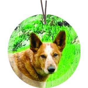 Rikki Knight Australian Cattle Dog Glass Round Christmas Tree Ornament 