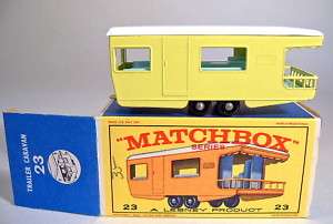 Matchbox RW 23D Trailer Caravan yellow model E1 box  