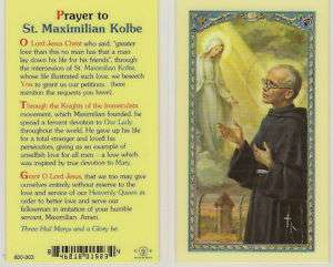 HOLY CARD PRAYER TO ST. MAXIMILIAN KOLBE  