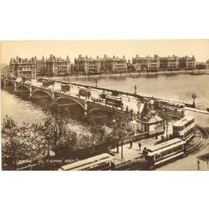 1910 Vintage Postcard St. Thomass Hospital and Westminster Bridge 