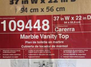 You are bidding on a NEW IN BOX ESTATE Carerra Marble Vanity Top Sink.