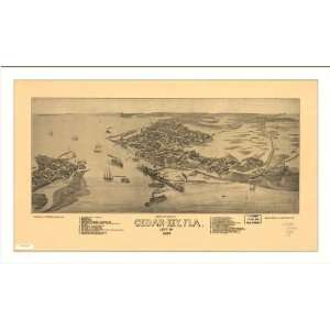  Historic Cedar Key, Florida, c. 1884 (L) Panoramic Map 