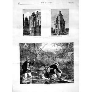  1871 SALMON FISHING FRANCE CHATEAU CHENONCEAUX PRINT: Home 