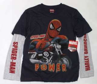 Boys Kids Harley Davidson T shirt Motorcycles Spiderman  