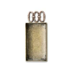   Brass Rectangle with 3 Loops Bezel Pendant: Arts, Crafts & Sewing
