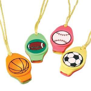  Plastic Sports Whistles With Necklace Toys & Games