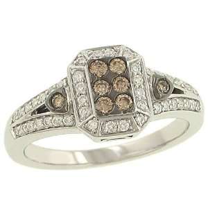    Round Pave/Bead Set White/ Champagne Diamond Ring.45ct Jewelry
