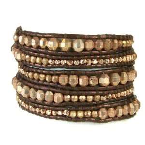 Chan Luu Rose Gold Vermeil Beads & Nuggets on Tamba Metallic Leather 