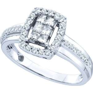    0.50CTW PRINCESS ROUND DIAMOND LADIES INVISIBLE RING: Jewelry