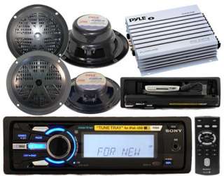 4X52Watt Sony Marine  Receiver Radio 4 Speakers 4 Channel Amp 