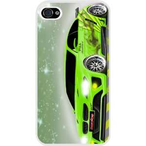 Green BMW Sportscar Design White Hard Case Cover for Apple iPhone® 4 