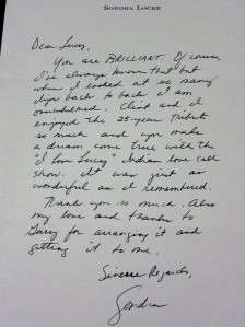   personal letter from actress SONDRA LOCKE Cllint Eastwood Love LUCY