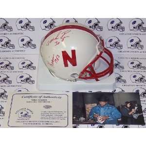 Mike Rozier Signed Mini Helmet   Riddell Nebraska CornHuskers  