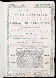 HISTORIA CONQUISTA DE MEXICO 1692 SOLIS, NUEVA ESPAÑA, RARE SECOND ED 