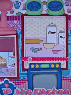 Cooking Baking girl Premade SCRAPBOOK PAGES with paper piecings by 