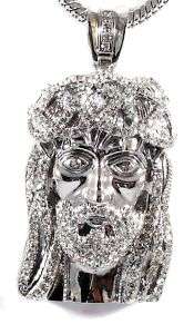 ICED OUT WHITE GOLD HIP HOP JESUS PIECE CHARM PENDANT  
