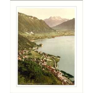 Territet Chillon and Dent du Midi from Glion Geneva Lake Switzerland 