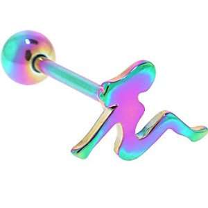  Titanium Anodized 3 D Mud Flap Girl Barbell Tongue Ring: Jewelry