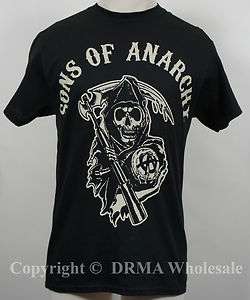 Authentic SONS OF ANARCHY SOA Reaper Logo Black T Shirt S M L XL XXL 