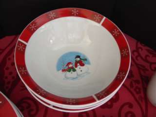 18 Pc Christmas Dishes Snowman Service for 4  