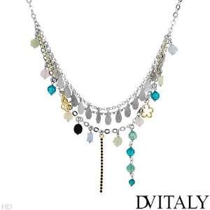 Genuine Dv Italy (TM) Necklace. Dv Italy 13.60 Ctw Agate Gold Plated 
