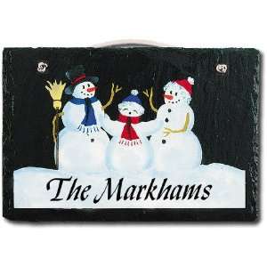   Maine Personalized 8x12 Slate Snow Family (3) Sign