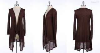 Slub Long Sleeve Draped Open Cardigan Various Color and Size  
