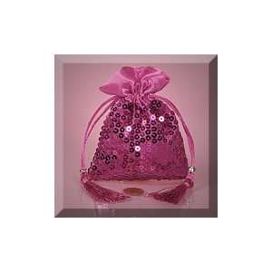   Hot Pink Sequin W/Satin Top Fbrc Bag