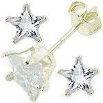 NEW Sterling Silver Star 5mm CZ Stud Earrings 12 Colors  