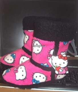 womens HELLO KITTY BOOT SLIPPERS SM 5 6 LG 9 10 XLG 10 11 hot pink 