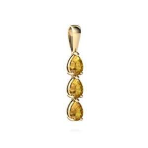    14K Yellow Gold Pear Genuine Citrine 3 Stone Pendant: Jewelry