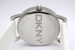 New DKNY Women Pure White Crystallized Boyfriend Silicone Band Watch 
