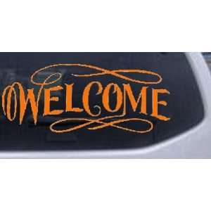 Welcome Swirls Business Car Window Wall Laptop Decal Sticker    Orange 
