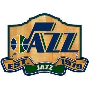 NBA Utah Jazz 15.5 x 10.75 Arched Hardcourt Established Wood Sign