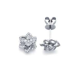   Earring Studs 14k White Gold Cluster (1/3 Carat) Jewel Roses Jewelry