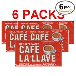 Cafe La Llave Decaf 6 PACK Cuban Espresso Ground Coffee 6 x 250 g 