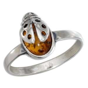    Sterling Silver Honey Amber Ladybug Ring (size 06) Jewelry