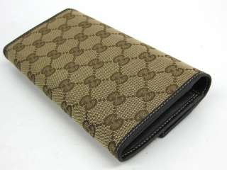 Auth GUCCI Long Wallet GG Canvas BeigeGG/Brown 256998  