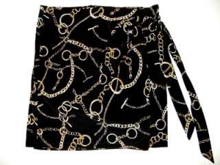 CACHE Chain Print Faux Wrap Skirt Medium  