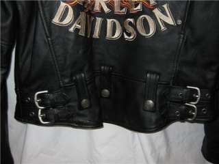    Davidson Flame II Ride Free Black Leather Motorcycle Riding Jacket