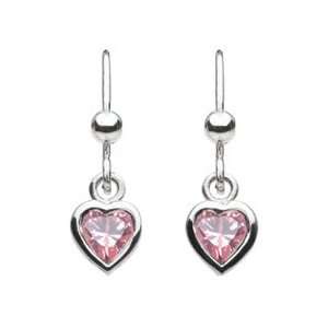  Kit Heath Pink CZ & Sterling Silver Heart Dangle Earrings: Kit 