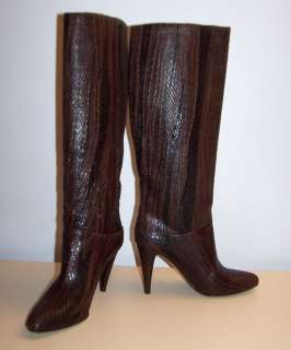 BOTKIER Estelle Chocolate Snakeskin Knee High Boots 7  