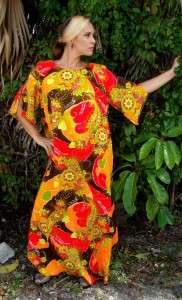 VINTAGE 60s 70s PSYCHEDELIC hawaii PAISLEY DRESS muumuu  